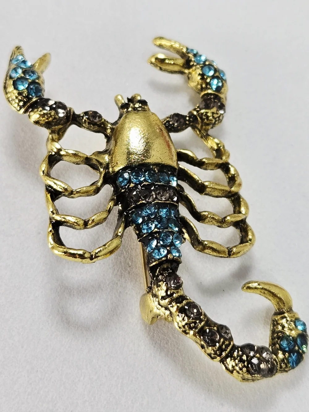 Scorpio Energy Rhinestone Scorpion Brooch Gold Zodiac Astrology Pin Edgy Glam